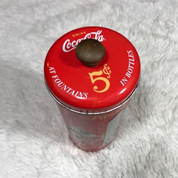 Set of 2 Vintage Coca-Cola Oval Tub + Cylinder Tin w/Knob Lid Set - Picture 8 of 14